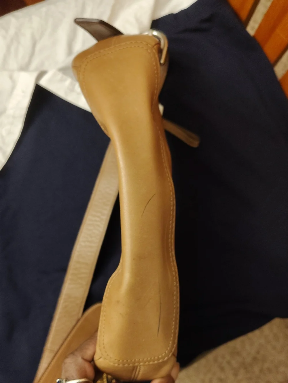 Coach Tan Leather Crossbody with Front Zip Detail